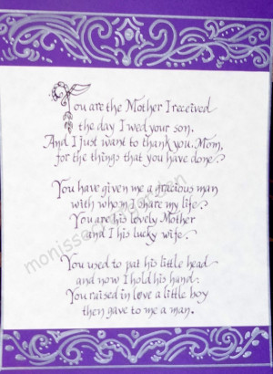 Mother in law hand calligraphy quote-- A classy art for a classy lady ...