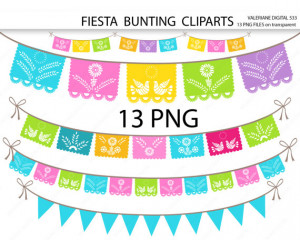 Fiesta Digital bunting clipart, mexican clip art, clipart for ...
