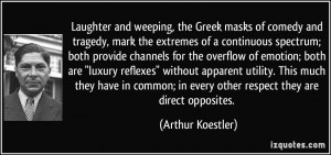 Laughter and weeping, the Greek masks of comedy and tragedy, mark the ...