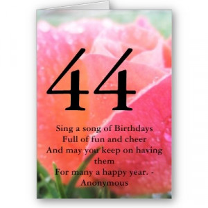44th Birthday Quote Orange Rose Greeting Card $4.45 #birthdaycard