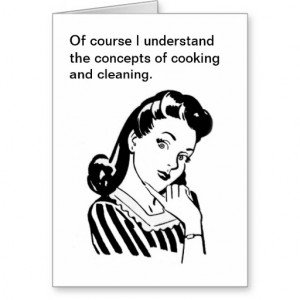 Funny Retro Mother's Day Card Cooking and Cleaning from Zazzle.com