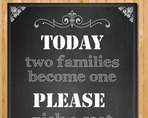 Chalkboard Wedding sign, Pick a seat not a side quote, Custom quote ...