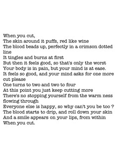 me red blood happy depression sad quotes hurt self harm skin cut ...