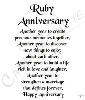 Ruby Anniversary 8x6 Verse Photo Frame
