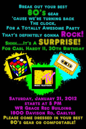 80s Party Invitations 80's party invitation made by original pinner ...