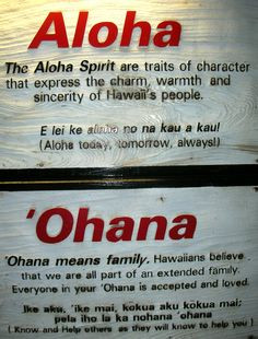 Aloha-Ohana Ohana means family, & family means no one gets left behind ...