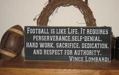 etsy football is like life vince lombardi quote wood sign football ...