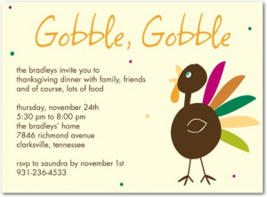 ” thanksgiving invitation featuring a cheerful and colorful turkey ...