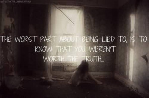 Nice Celebrity Quote ~ The Worst part about being lied to,is to know ...