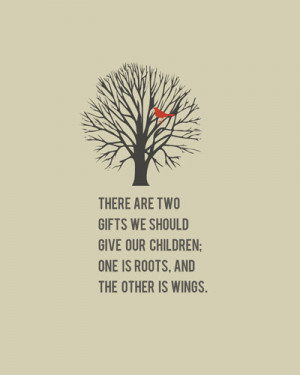 Roots & Wings Quote 8x10 art print - Free Shipping, home decor