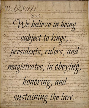 ARTICLE 12-We believe in being subject to kings, presidents, rulers ...