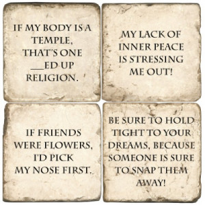 Snarky Quotes 4-Pack Marble Coasters Set