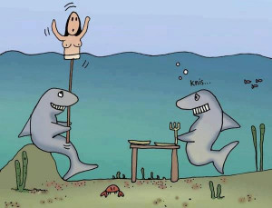 Funny cartoon shark trap