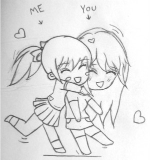 Drawings Of Best Friends Hugging Best friends sketch by emi-ii