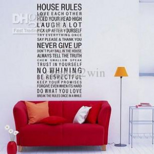Houese Rules Promise Wall Stickers Quote Art Decal Home Decor 60 120cm