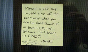seen signs in office kitchens asking to clean the microwave oven after ...