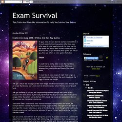 Exam Survival: English Literature GCSE- Of Mice And Men Key Quotes