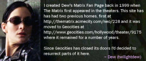 Matrix Neo Quotes Dew's matrix fan page