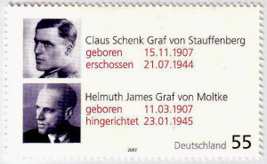 German stamp of Stauffenberg and Helmuth James Graf von Moltke ...