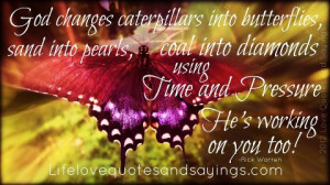 changes caterpillars into butterflies, sand into pearls and coal into ...