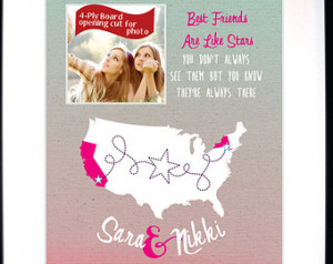 ... Friendship Quote Sister Keepsake Photo gift Long Distance Maps