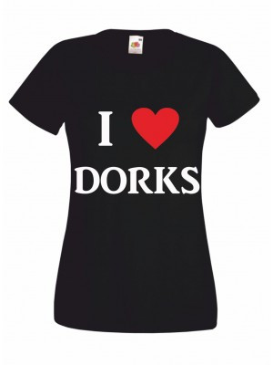 love dorks ladie s funny slogan t shirt £ 9 99 i love dorks printed ...
