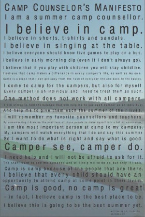 Camp Counselor Manifesto