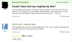 Next time if someone asks how you lose your virginity, tell him this