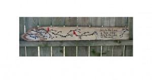 Wood Sign Sayings Sing to the Lord Psalm 96 Red Birds