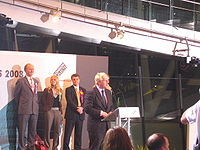 Johnson giving a victory speech in City Hall after being elected Mayor ...