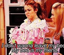 friend, funny, miley cyrus, bed, hannah montana, quote, series, words ...