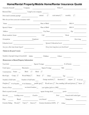 mobile home insurance quote form pdf