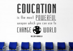 Education is the most powerful tool...' Nelson Mandela Wall Quote