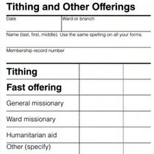 Detail of the new tithing and donation slip for The Church of Jesus ...