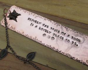 Stamped Metal Copper Bookmark Betwe en The Pages of a Book ...