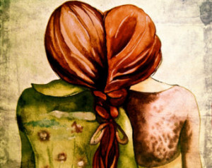 sisters ,best friends art print wit h red hair ...