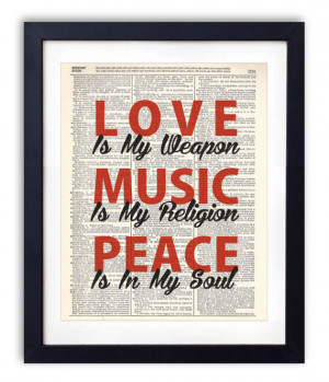 Love Is My Weapon Typography Quote Dictionary Art Print Upcycled ...