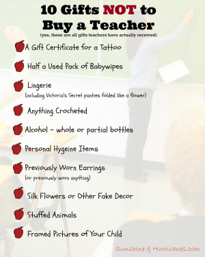 10 Gifts Not to Give a Teacher