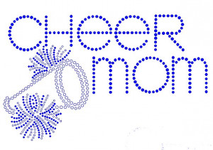 Cheer Mom with Pom Poms and Megaphone Rhinestone Transfer blue