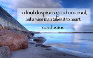 ... despises good counsel but a wise man takes it to heart ~ Fools Quote