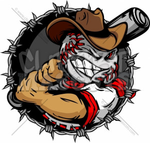 Baseball Cowboy Logo of a Batter Holding Baseball Bat