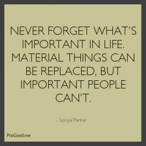 important in life. Material things can be replaced, but important ...