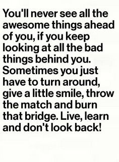 Don't look back. Wow. How many times do people have to keep saying ...