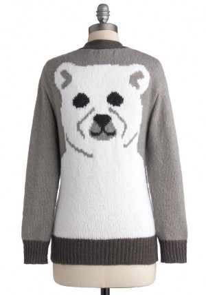 Polar Bear-y Cozy Cardigan via ModCloth — Peekaboo! This cute polar ...