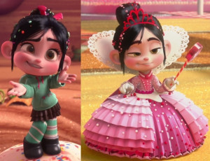 From left to right: Vanellope's regular outfit; Vanellope in her ...