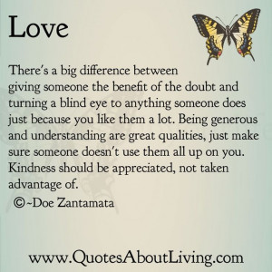 Quotes About Living - Doe Zantamata: Love - Benefit of the doubt