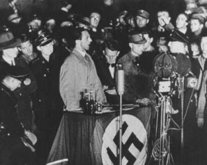 ... , speaks on the night of book burning. Berlin, Germany, May 10, 1933