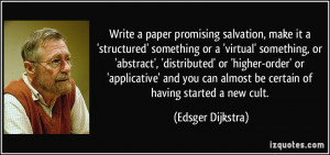 Write a paper promising salvation, make it a 'structured' something or ...