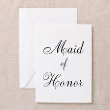Maid of Honor Black Script Greeting Card for