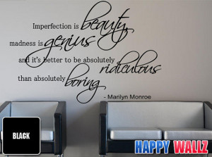 Marilyn Monroe Wall Decal Vinyl Sticker Quote Art Decor Imperfection ...